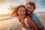 Beautiful young couple smiling on a summer day at the beach